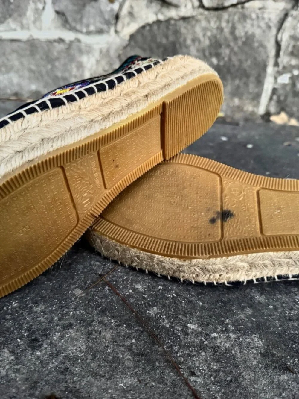 Johnny Was Embroidered Floral Espadrille Slip-On Flats Black EU 41